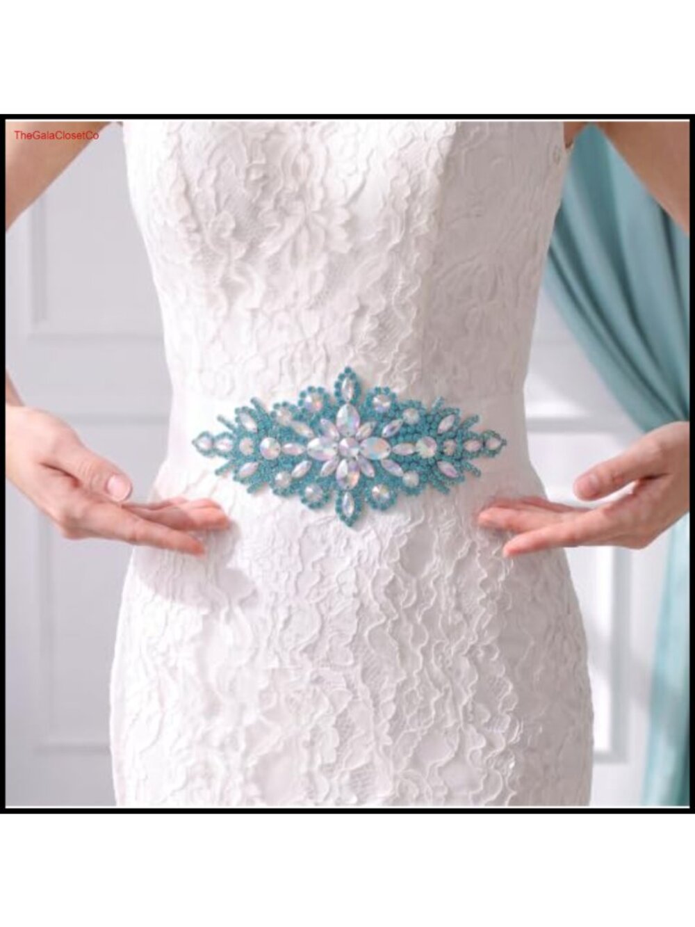 Rhinestone Crystal Bridal Belt Applique Sash Sew-On Wedding Dress Accessory - Picture 2 of 6